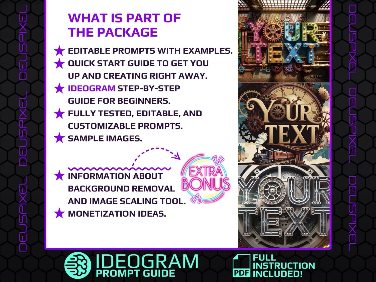 33 Steampunk Text Style Prompts for Ideogram – Vintage-inspired industrial typography with gears, pipes, and mechanical design elements.