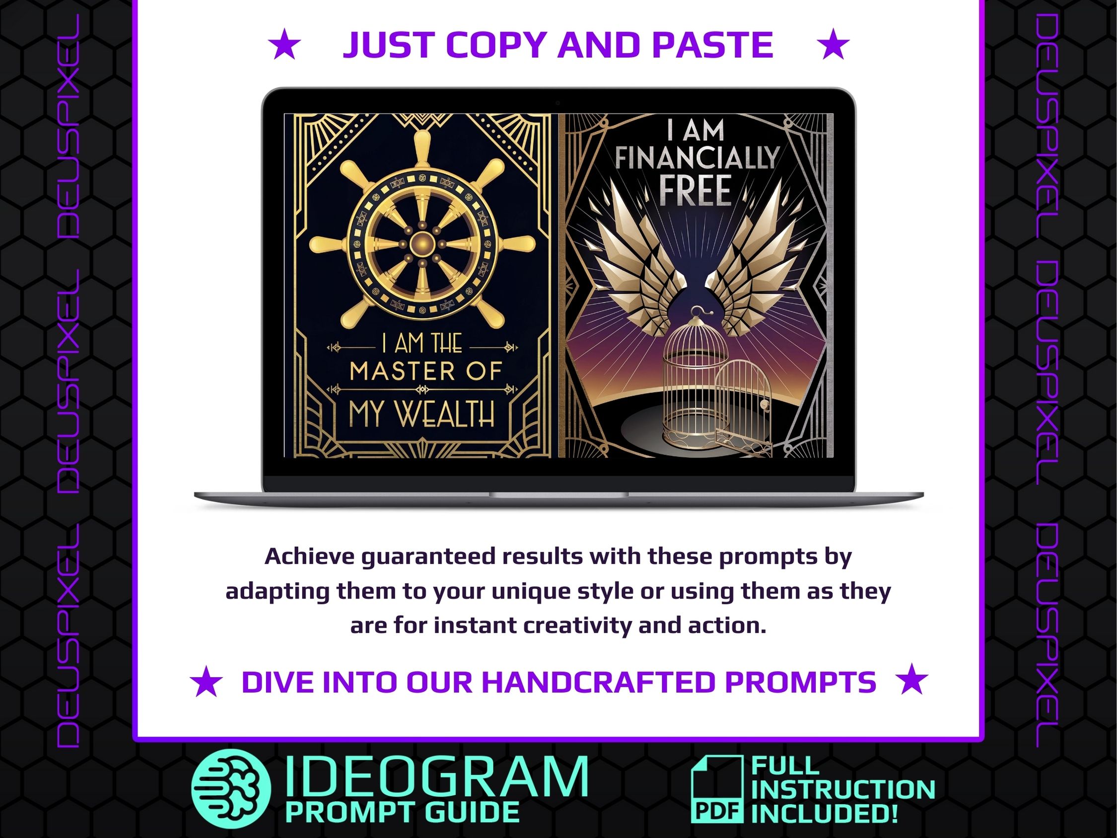 Art Deco Money Affirmation Card Prompts-Create Stunning Wealth-Inspiring Designs with Bold Patterns, Gold Accents, and Powerful Affirmations - Image 5